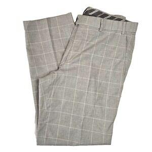 Hiltl Men's Dayne Chino Dress Pants Size 34X30 Gray‎ Windowpane Plaid Cotton NWT